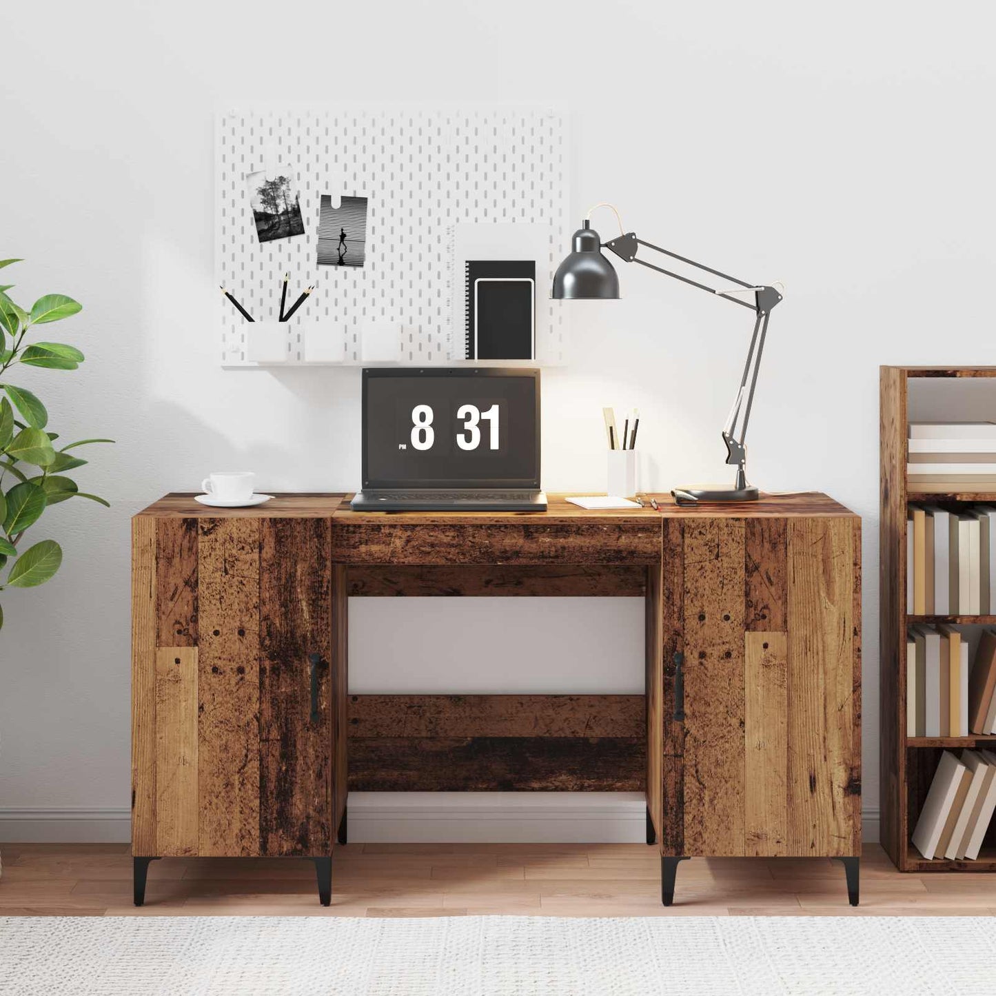 Desk with Storage Old Wood 140 x 50 x 75 cm Engineered Wood