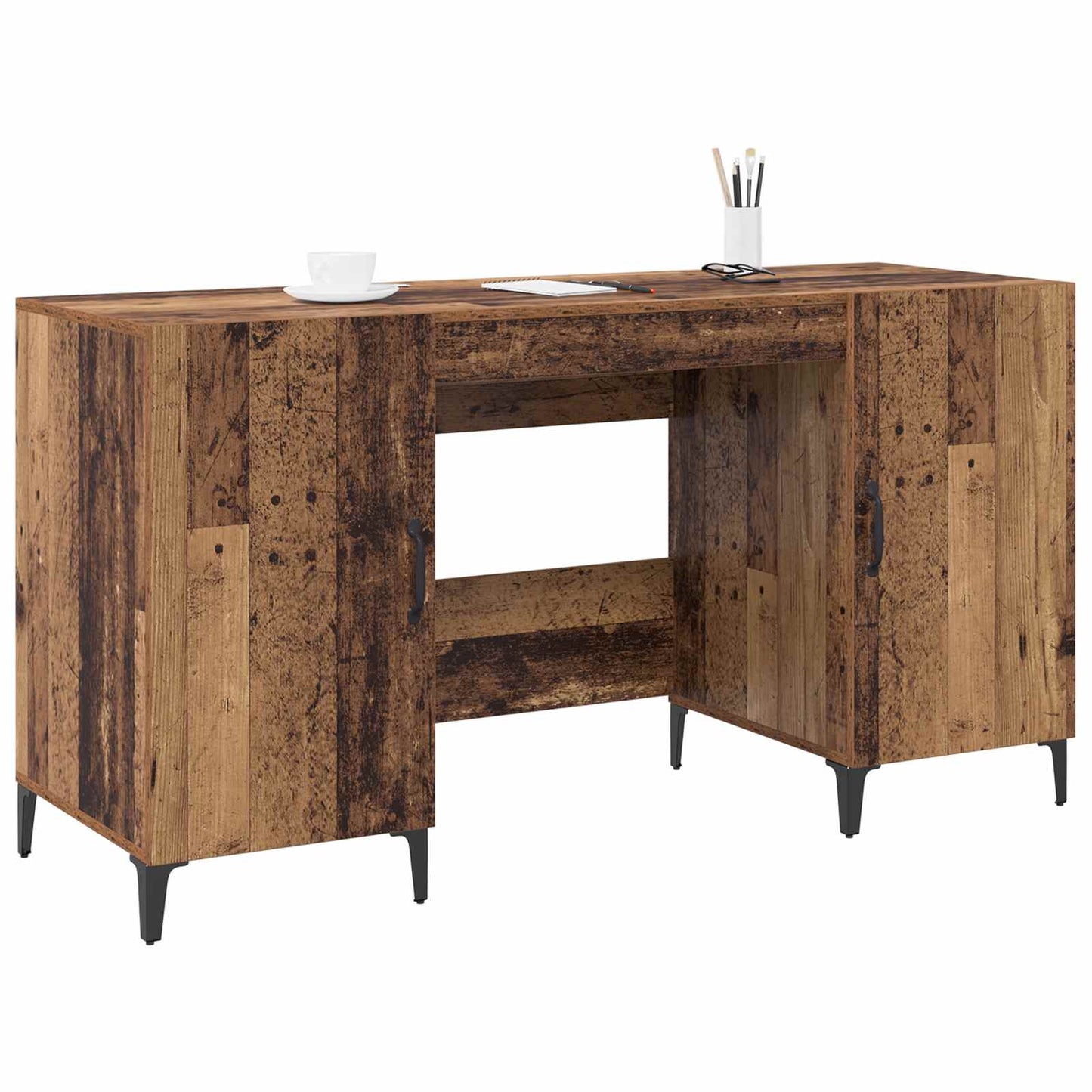 Desk with Storage Old Wood 140 x 50 x 75 cm Engineered Wood
