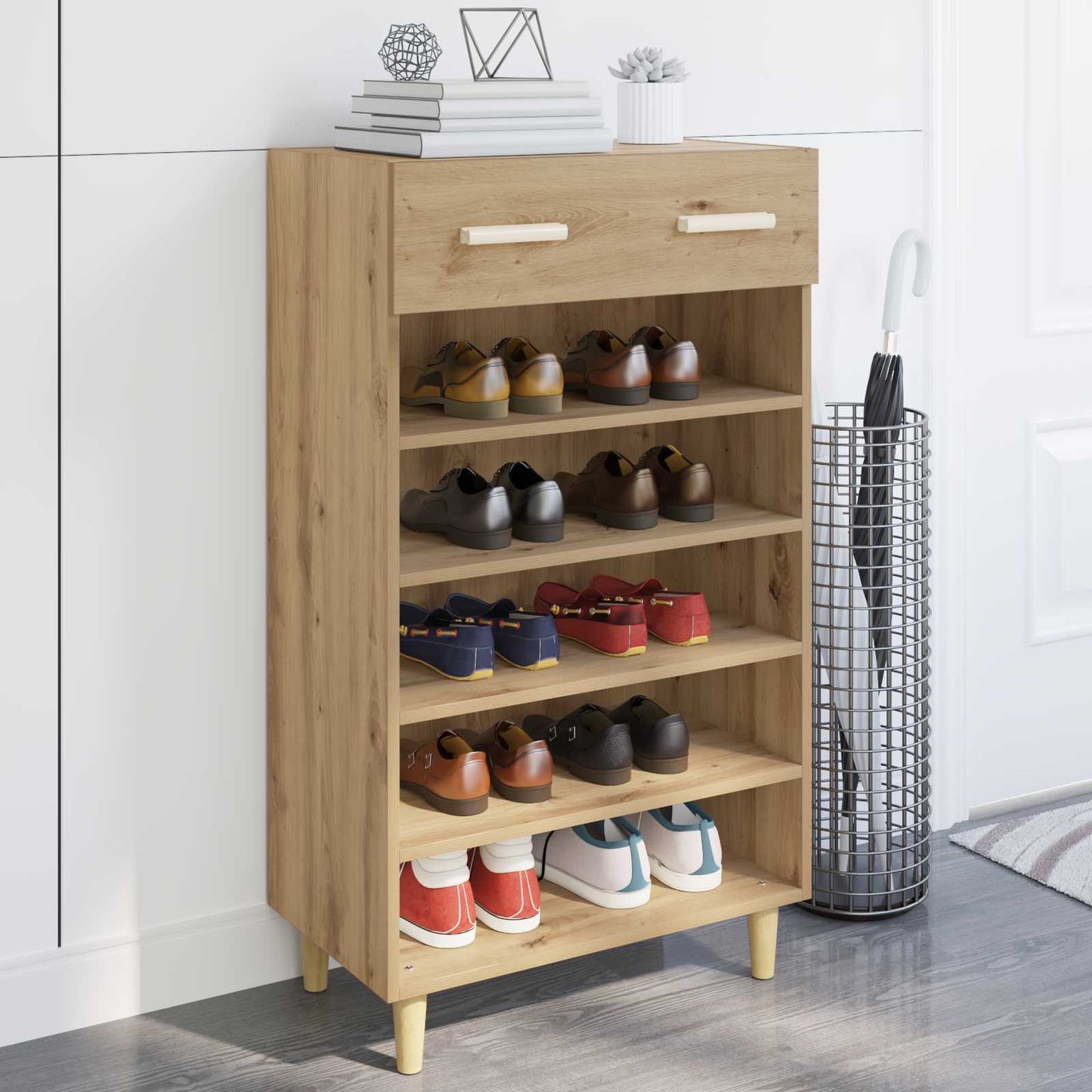 Shoe Cabinet 60 x 35 x 105 cm Engineered Wood Artisian Oak