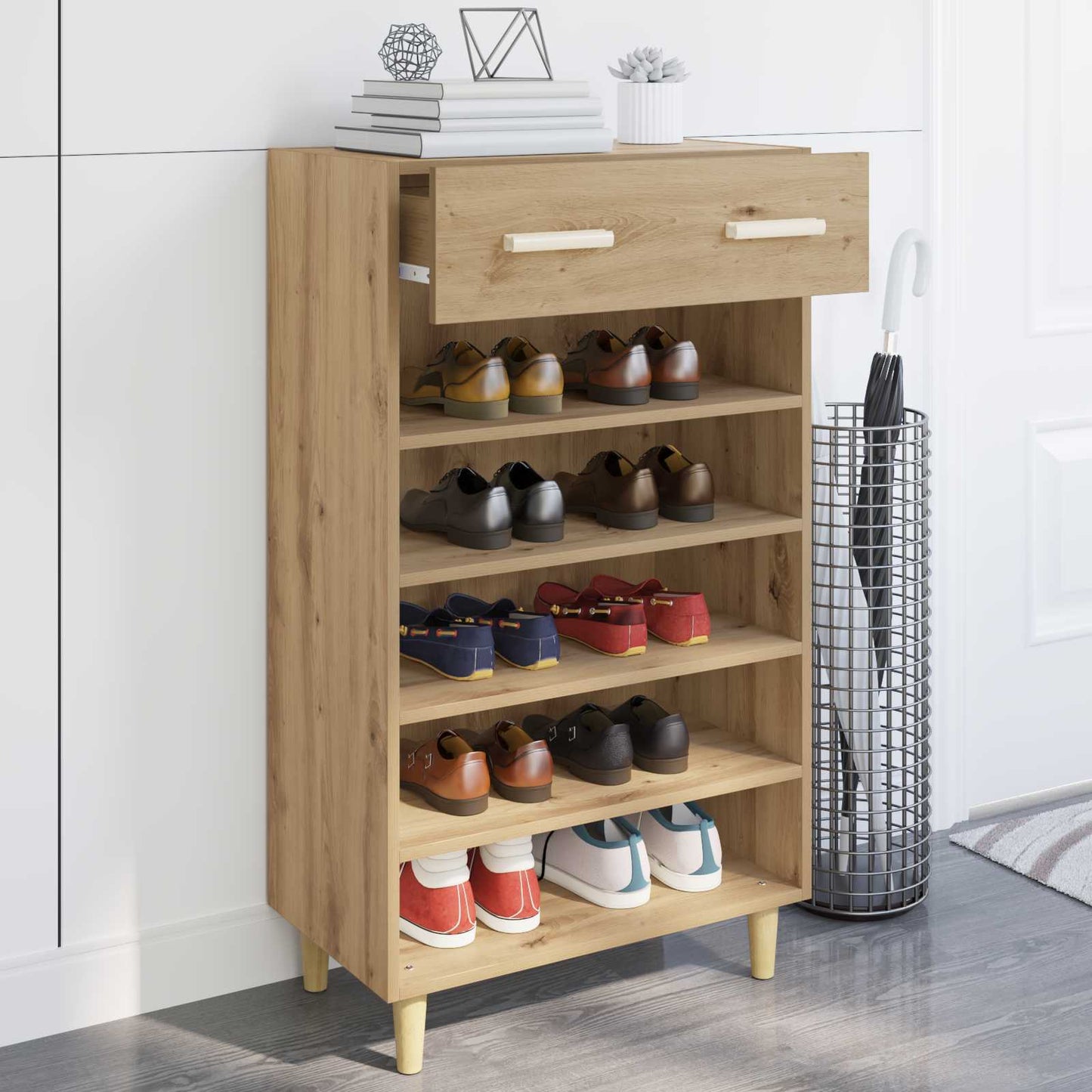 Shoe Cabinet 60 x 35 x 105 cm Engineered Wood Artisian Oak