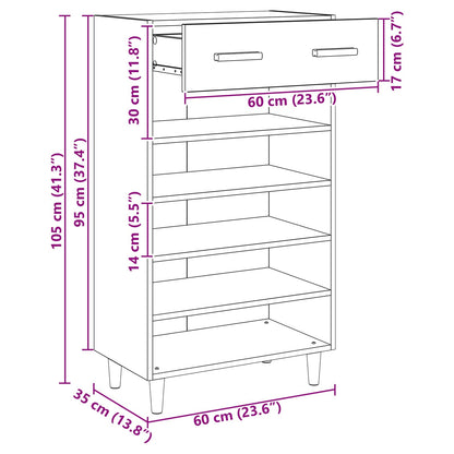 Shoe Cabinet 60 x 35 x 105 cm Engineered Wood Artisian Oak