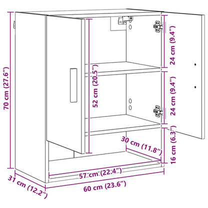 Wall Cabinet Black Oak 60 x 31 x 70 cm Engineered Wood