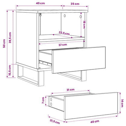 Bed Cabinet Black Oak 40 x 35 x 50 cm Engineered Wood