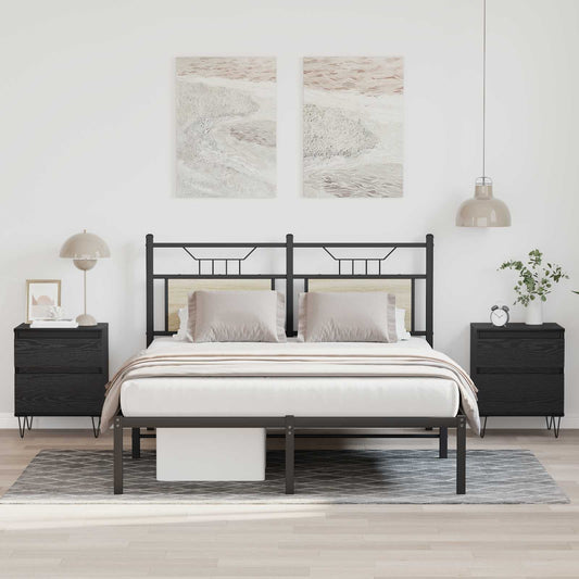 Bed Cabinet Black Oak 40 x 35 x 50 cm Engineered Wood