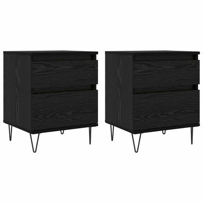 Bed Cabinet Black Oak 40 x 35 x 50 cm Engineered Wood