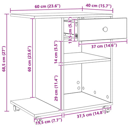 Printer Stand Plain Old Wood 60 x 40 x 68.5 cm Engineered Wood