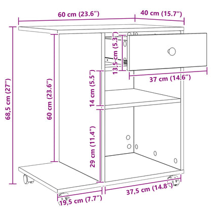 Printer Stand Artisian Oak 60 x 40 x 68.5 cm Engineered Wood