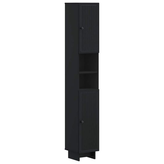 3 Piece Bathroom Cabinet Set EDE Black Engineered Wood