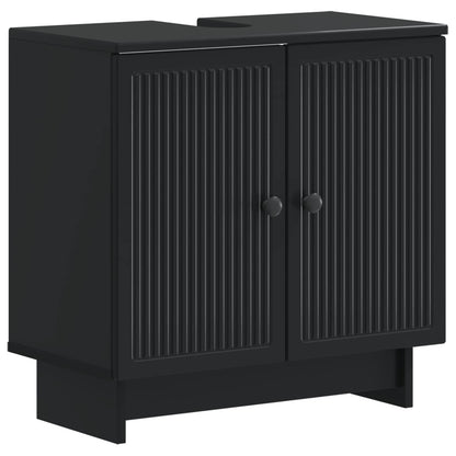3 Piece Bathroom Cabinet Set EDE Black Engineered Wood