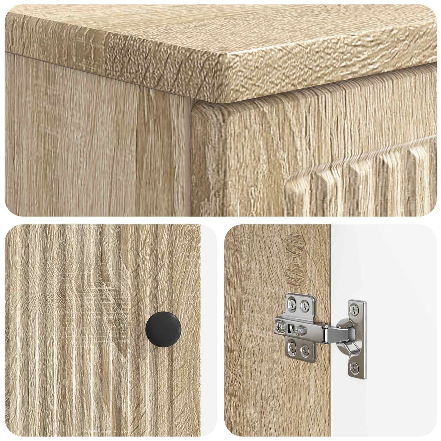 3 Piece Bathroom Cabinet Set EDE Sonoma Oak Engineered Wood