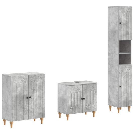 3 Piece Bathroom Cabinet Set ALKMAAR Concrete Grey