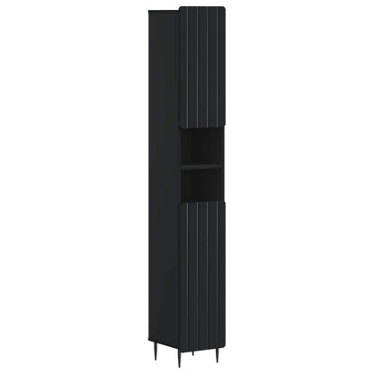 3 Piece Bathroom Cabinet Set ZWOLLE Black Engineered Wood