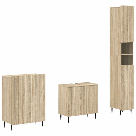 3 Piece Bathroom Cabinet Set ZWOLLE Sonoma Oak Engineered Wood