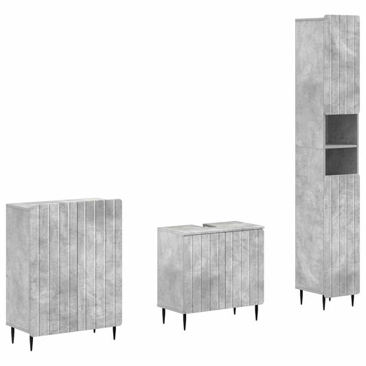 3 Piece Bathroom Cabinet Set ZWOLLE Concrete Grey