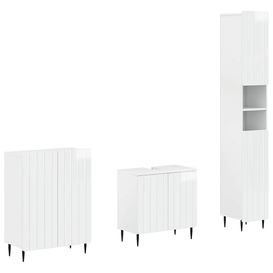 3 Piece Bathroom Cabinet Set ZWOLLE High Gloss White