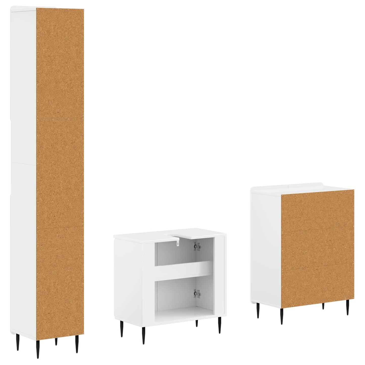 3 Piece Bathroom Cabinet Set ZWOLLE High Gloss White