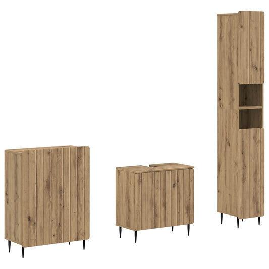 3 Piece Bathroom Cabinet Set ZWOLLE Artisan Oak Engineered Wood