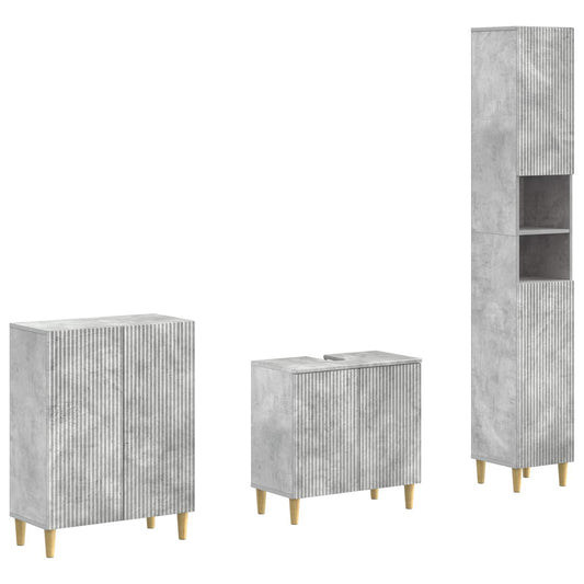 3 Piece Bathroom Cabinet Set ARNHEM Concrete Grey