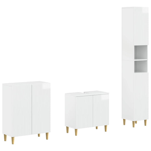 3 Piece Bathroom Cabinet Set ARNHEM High Gloss White