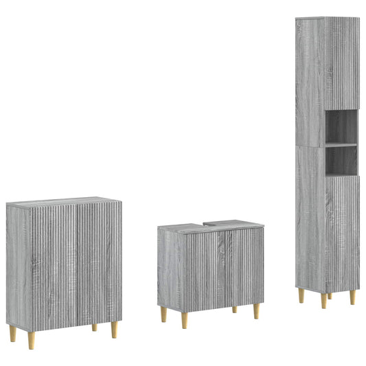 3 Piece Bathroom Cabinet Set ARNHEM Grey Sonoma Engineered Wood