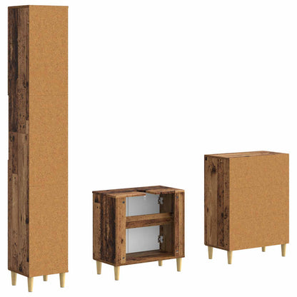 3 Piece Bathroom Cabinet Set ARNHEM Old Wood Engineered Wood