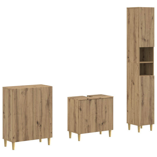 3 Piece Bathroom Cabinet Set ARNHEM Artisan Oak Engineered Wood