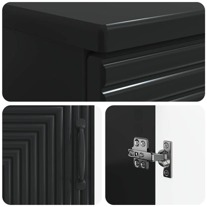 3 Piece Bathroom Cabinet Set HAARLEM Black Engineered Wood