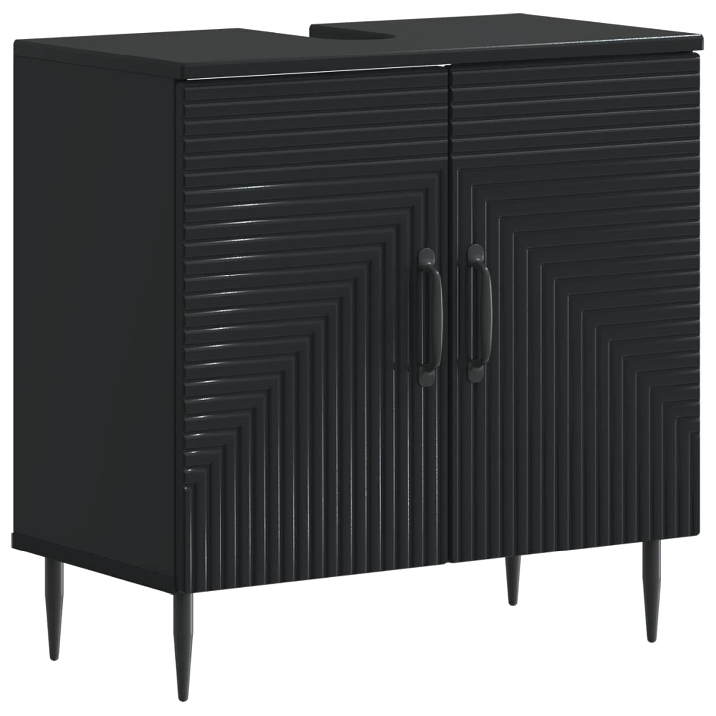 3 Piece Bathroom Cabinet Set HAARLEM Black Engineered Wood