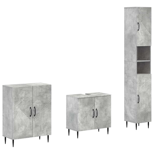 3 Piece Bathroom Cabinet Set HAARLEM Concrete Grey