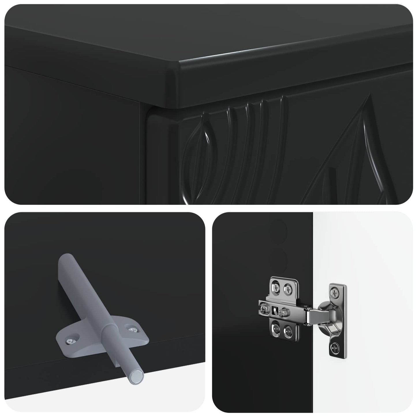 3 Piece Bathroom Cabinet Set DELFT Black Engineered Wood