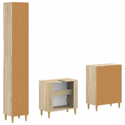 3 Piece Bathroom Cabinet Set DELFT Sonoma Oak Engineered Wood