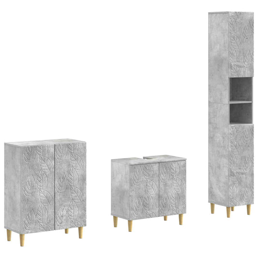 3 Piece Bathroom Cabinet Set DELFT Concrete Grey