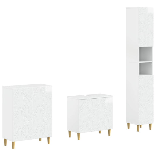3 Piece Bathroom Cabinet Set DELFT High Gloss White