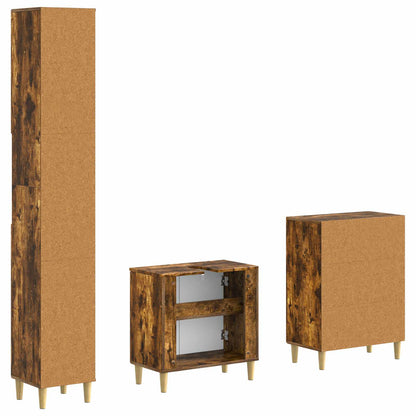 3 Piece Bathroom Cabinet Set DELFT Smoked Oak Engineered Wood