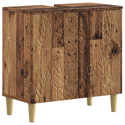 3 Piece Bathroom Cabinet Set DELFT Old Wood Engineered Wood