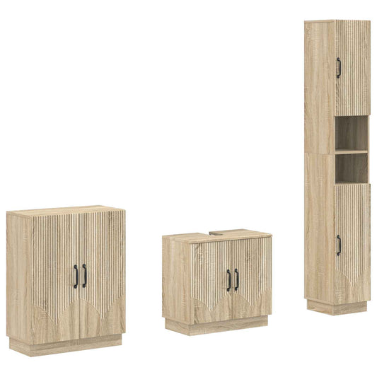 3 Piece Bathroom Cabinet Set HOORN Sonoma Oak Engineered Wood