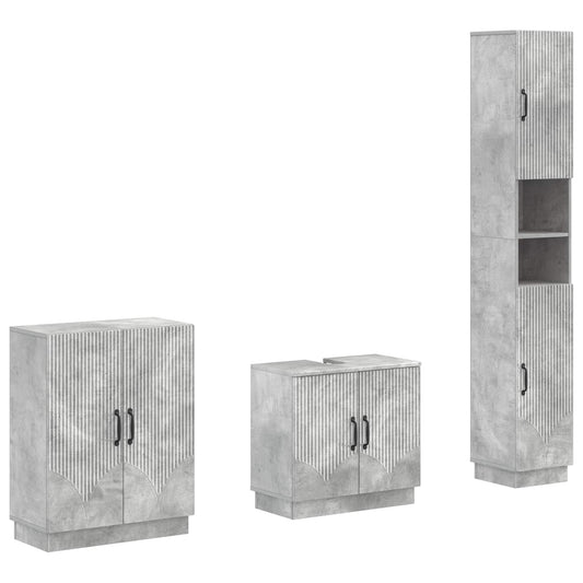 3 Piece Bathroom Cabinet Set HOORN Concrete Grey