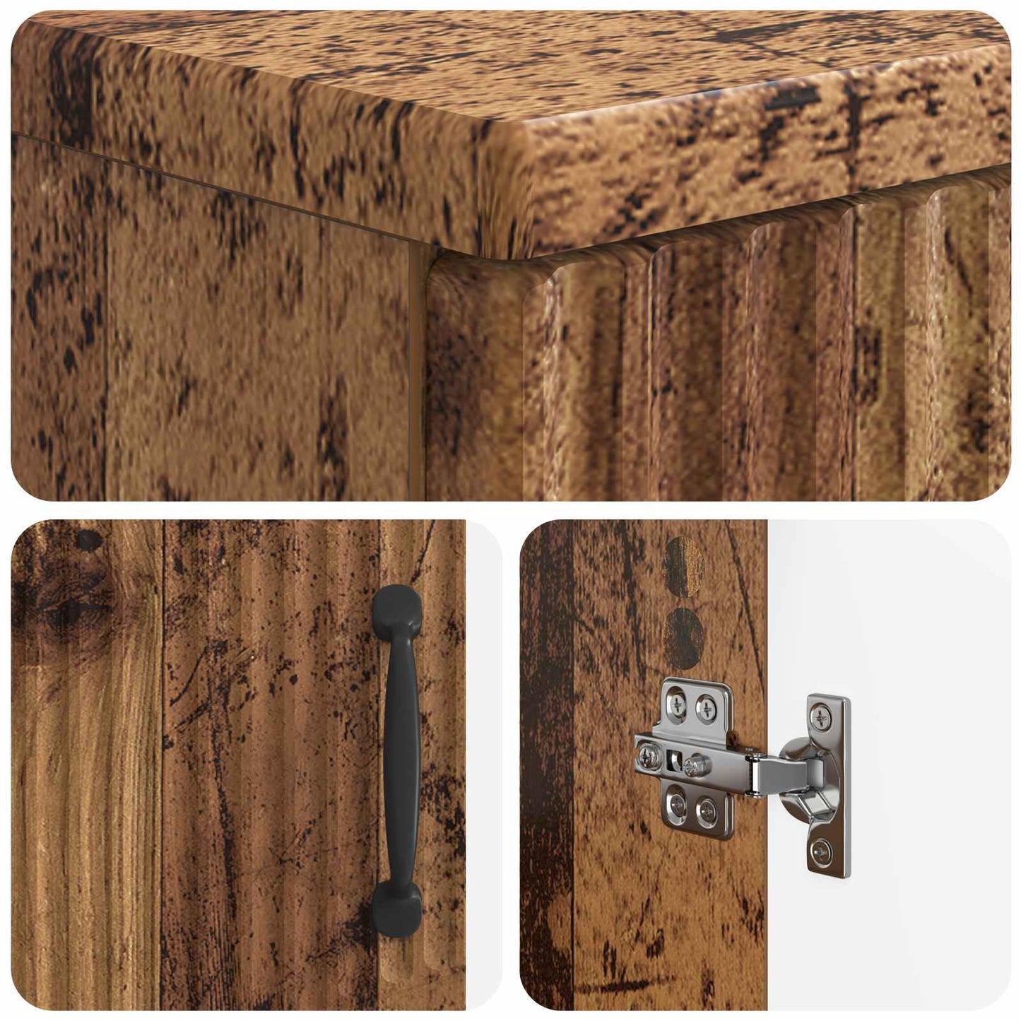 3 Piece Bathroom Cabinet Set HOORN Old Wood Engineered Wood