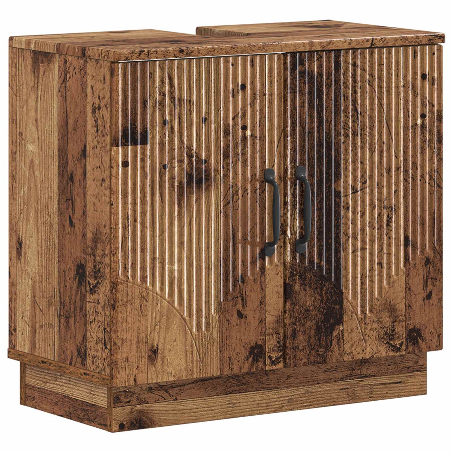 3 Piece Bathroom Cabinet Set HOORN Old Wood Engineered Wood