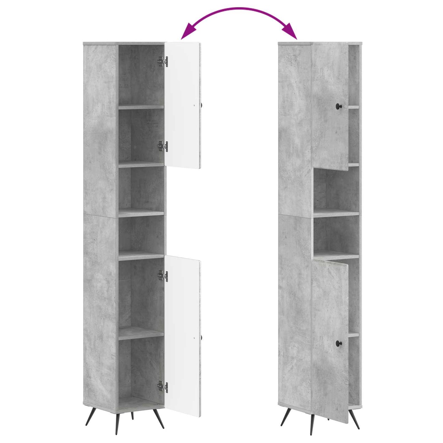 3 Piece Bathroom Cabinet Set BREDA Concrete Grey