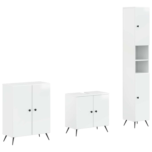 3 Piece Bathroom Cabinet Set BREDA High Gloss White