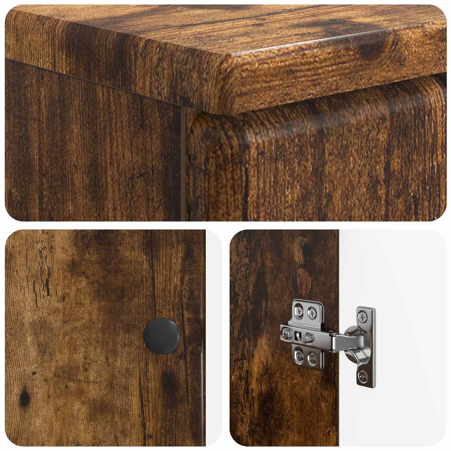 3 Piece Bathroom Cabinet Set BREDA Smoked Oak Engineered Wood
