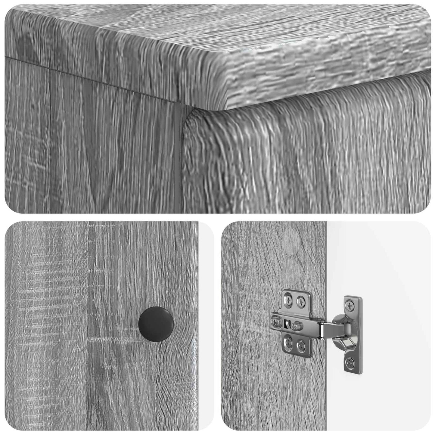 3 Piece Bathroom Cabinet Set BREDA Grey Sonoma Engineered Wood