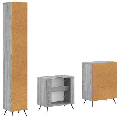 3 Piece Bathroom Cabinet Set BREDA Grey Sonoma Engineered Wood
