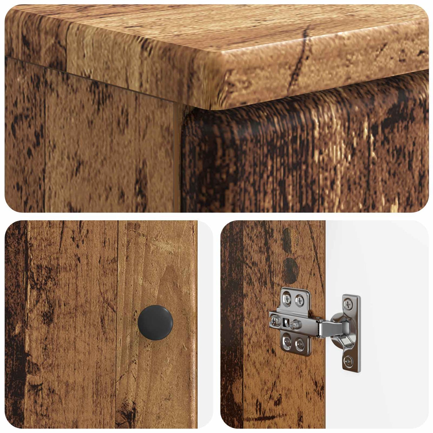 3 Piece Bathroom Cabinet Set BREDA Old Wood Engineered Wood