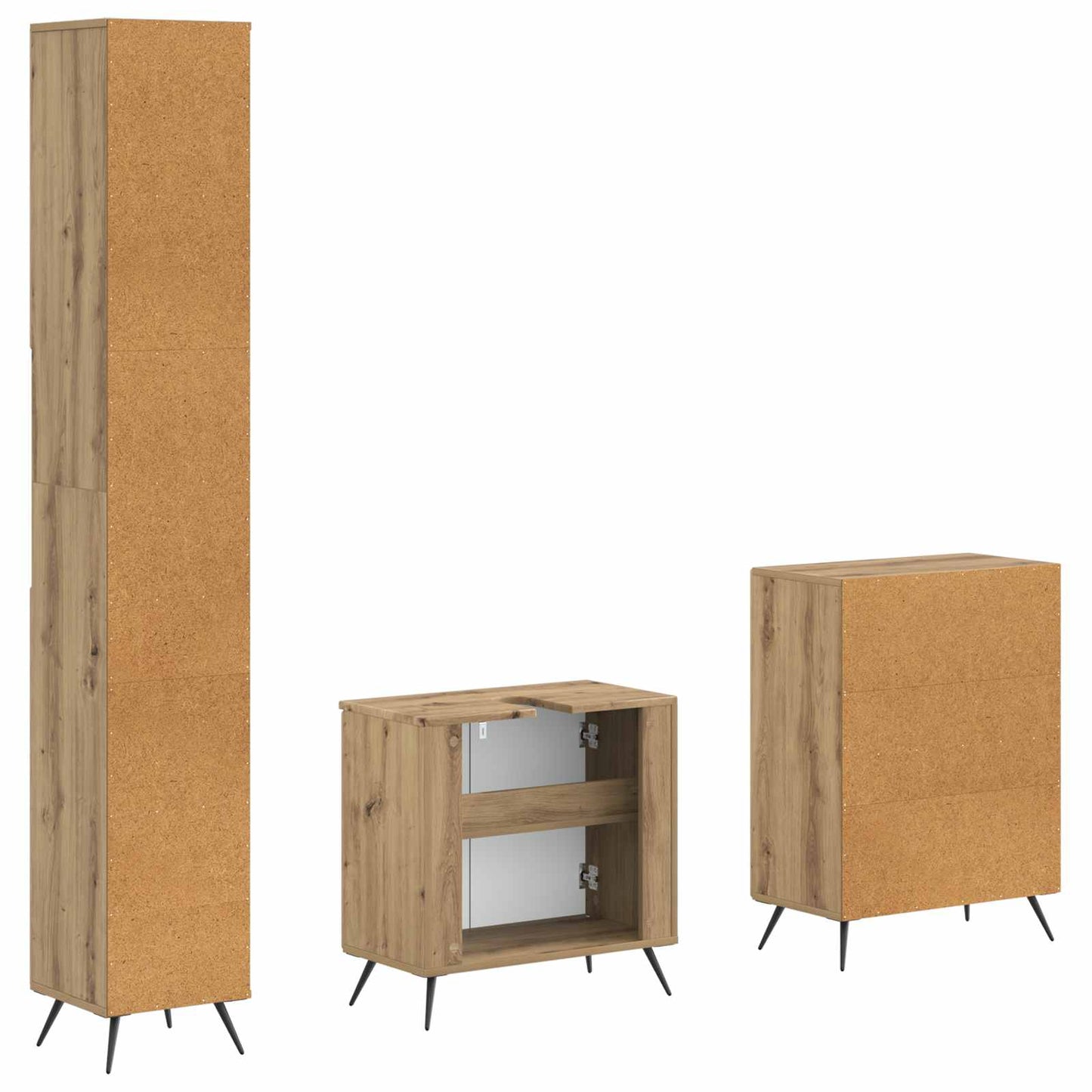 3 Piece Bathroom Cabinet Set BREDA Artisan Oak Engineered Wood