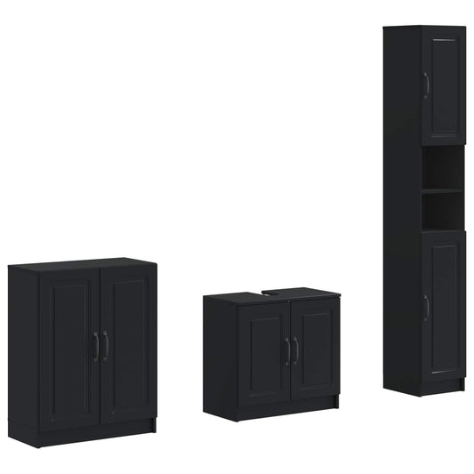 3 Piece Bathroom Cabinet Set UTRECHT Black Engineered Wood