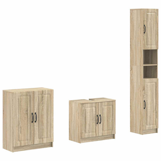 3 Piece Bathroom Cabinet Set UTRECHT Sonoma Oak Engineered Wood