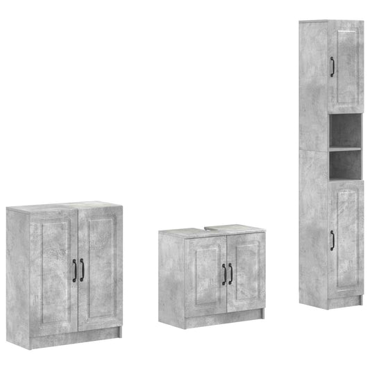 3 Piece Bathroom Cabinet Set UTRECHT Concrete Grey