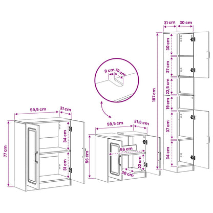 3 Piece Bathroom Cabinet Set UTRECHT Concrete Grey